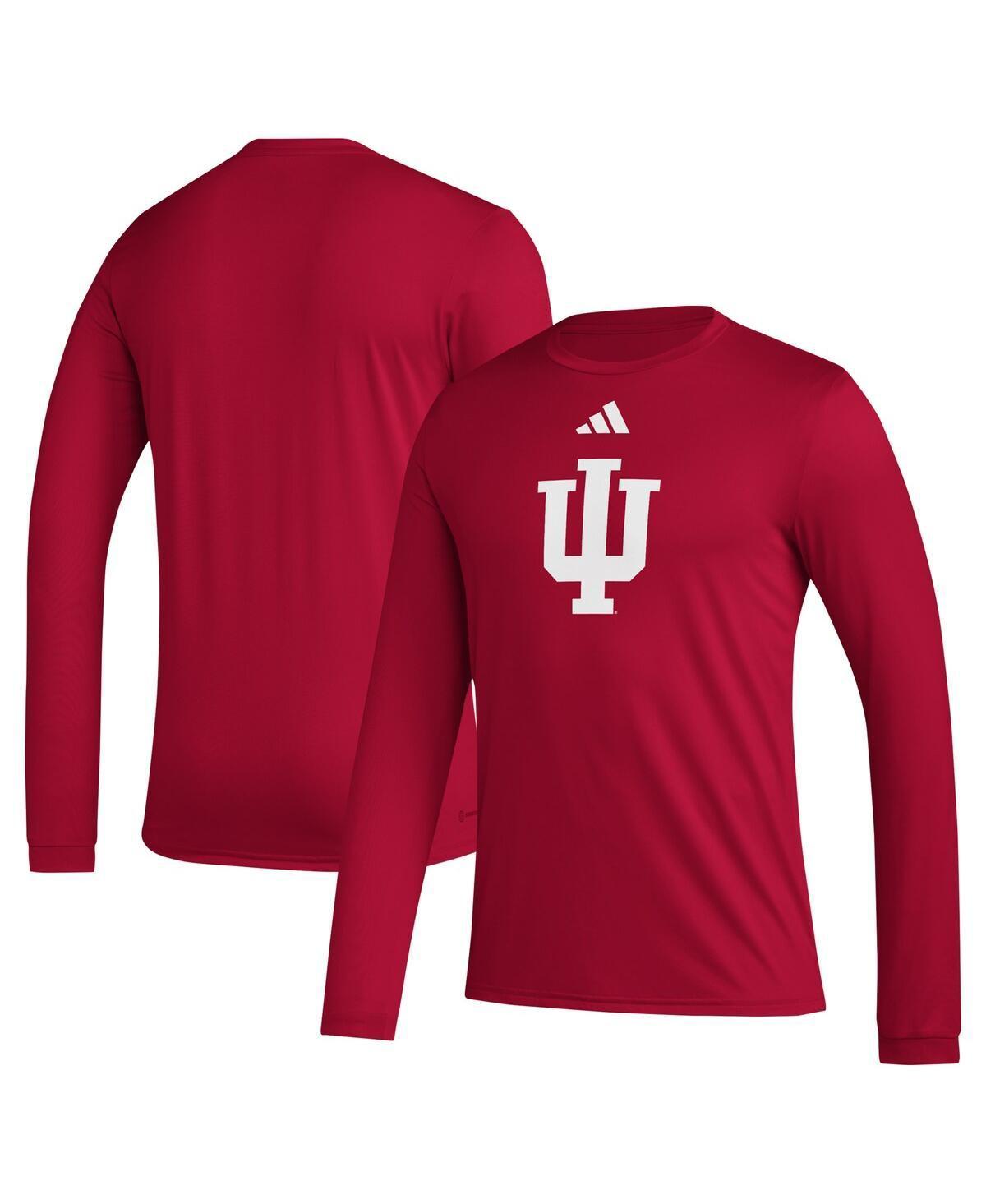 Adidas Mens Crimson Indiana Hoosiers Primary Locker Logo Pre-Game Long Sleeve T-Shirt Product Image