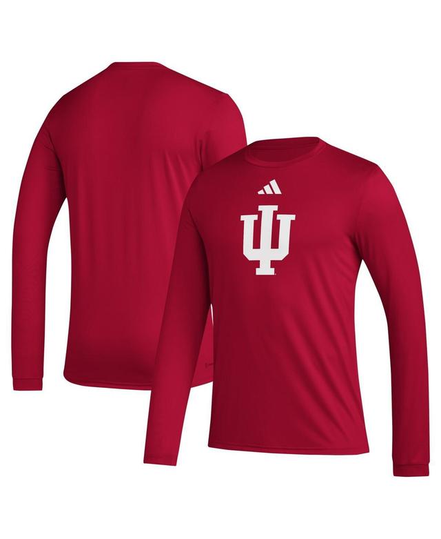 Adidas Mens Crimson Indiana Hoosiers Primary Locker Logo Pre-Game Long Sleeve T-Shirt Product Image