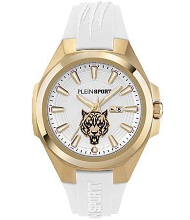 Plein Sport Mens Tigermaster Three Hand Date Quartz White Silicone 47MM Product Image