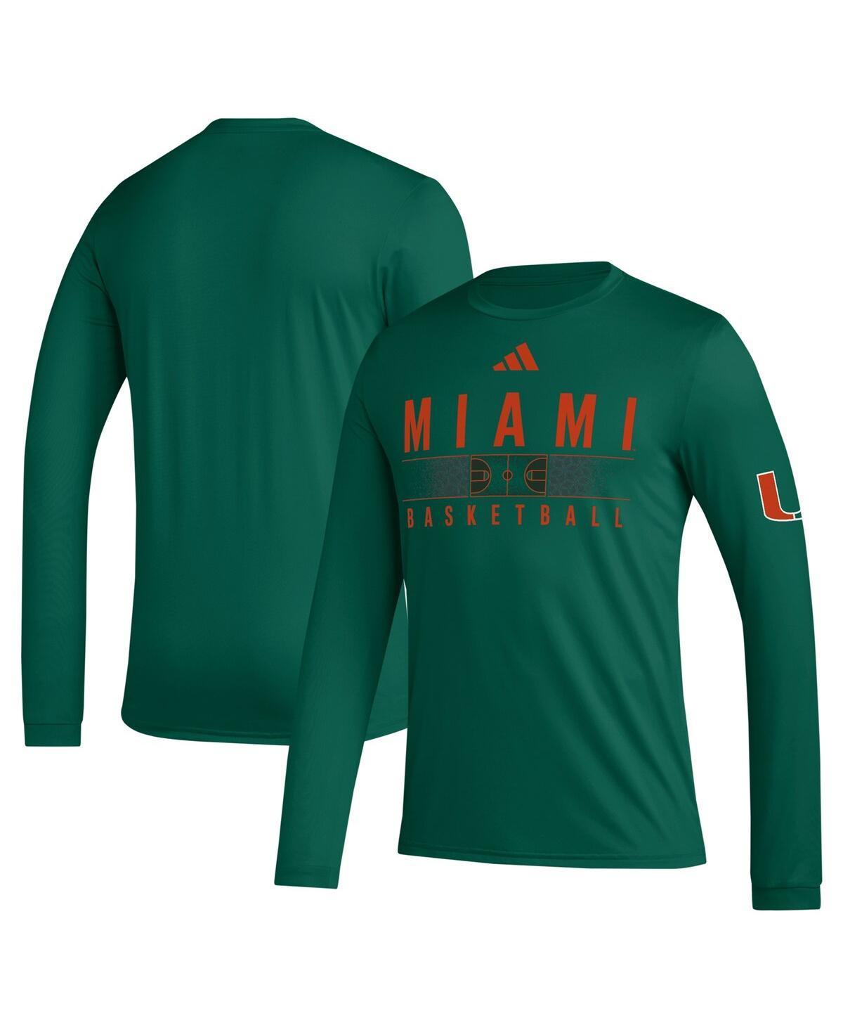 Mens adidas Miami Hurricanes Practice Basketball Pregame AEROREADY Long Sleeve T-Shirt Product Image