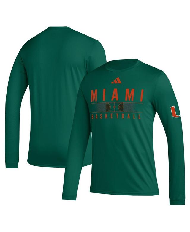 Mens adidas Miami Hurricanes Practice Basketball Pregame AEROREADY Long Sleeve T-Shirt Product Image