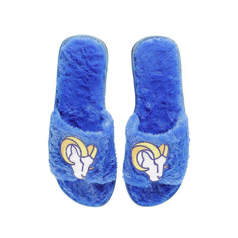 Womens FOCO Royal Los Angeles Rams Rhinestone Fuzzy Slippers Product Image