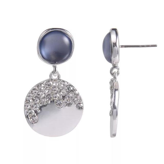 Emberly Silver Tone Crystal & Blue Stone Double Drop Earrings, Womens Product Image