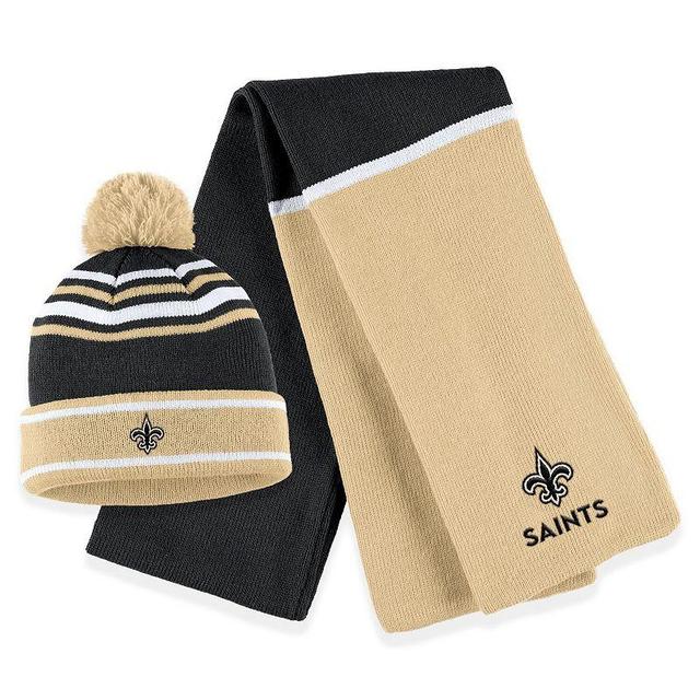 Womens WEAR by Erin Andrews New Orleans Saints Colorblock Cuffed Knit Hat with Pom and Scarf Set Product Image