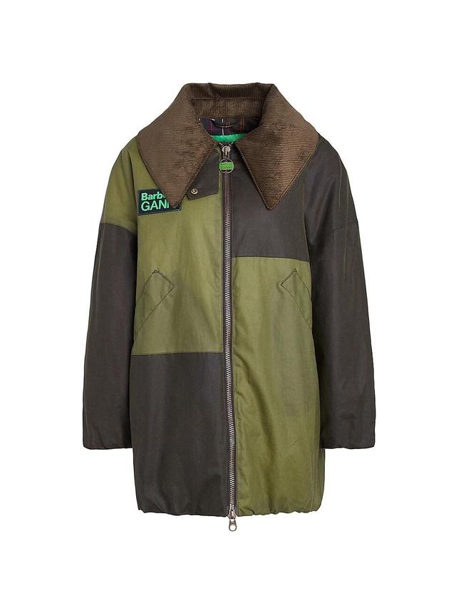 BARBOUR X GANNI Colorblock Oversize Waxed Cotton Bomber Jacket Product Image