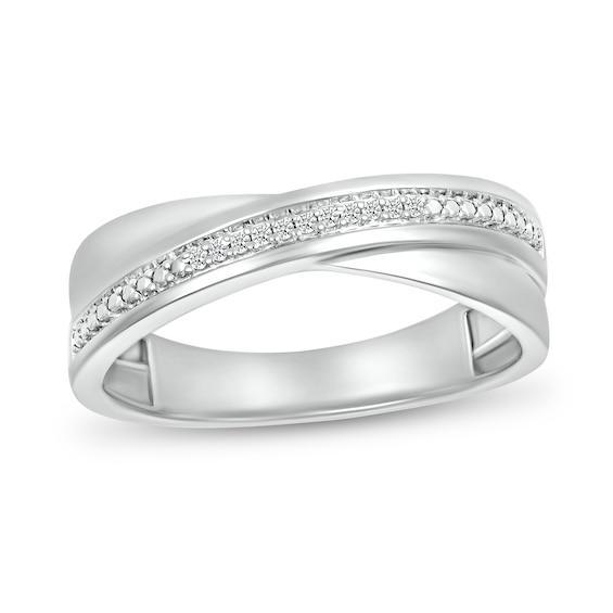 Men's 1/20 CT. T.w. Diamond Criss-Cross Ring in 10K White Gold Product Image