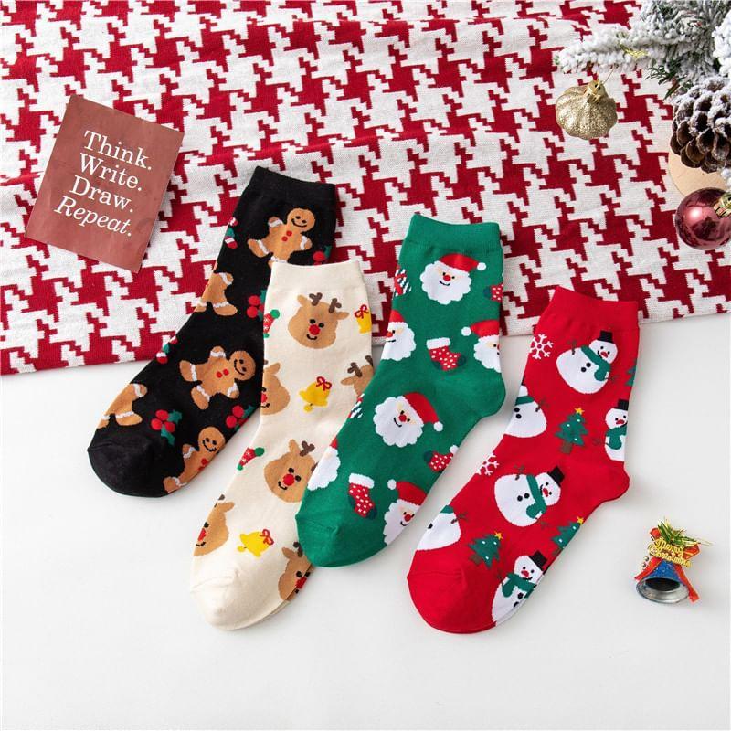 Christmas Cartoon Print Socks Product Image