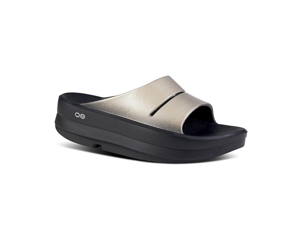 OOFOS OOmega OOahh Luxe Slide (Latte) Women's Shoes Product Image