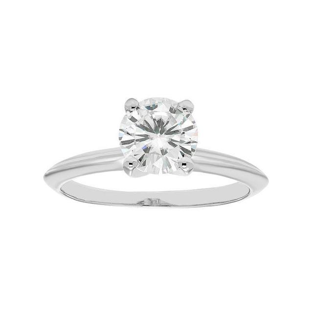 14k White Gold 1 Carat T.W. Lab-Created Moissanite Engagement Ring, Womens Product Image