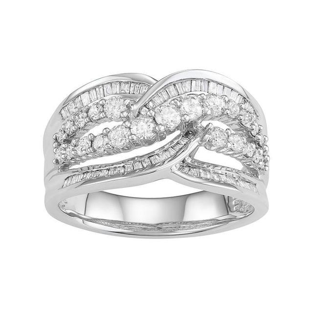 10k White Gold 1 Carat T.W. Diamond Swirl Ring, Womens Product Image