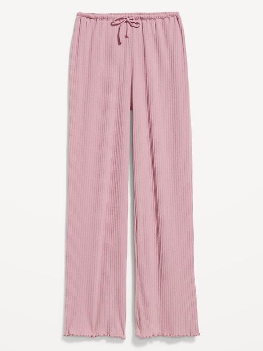 High-Waisted Ribbed Pajama Pants Product Image