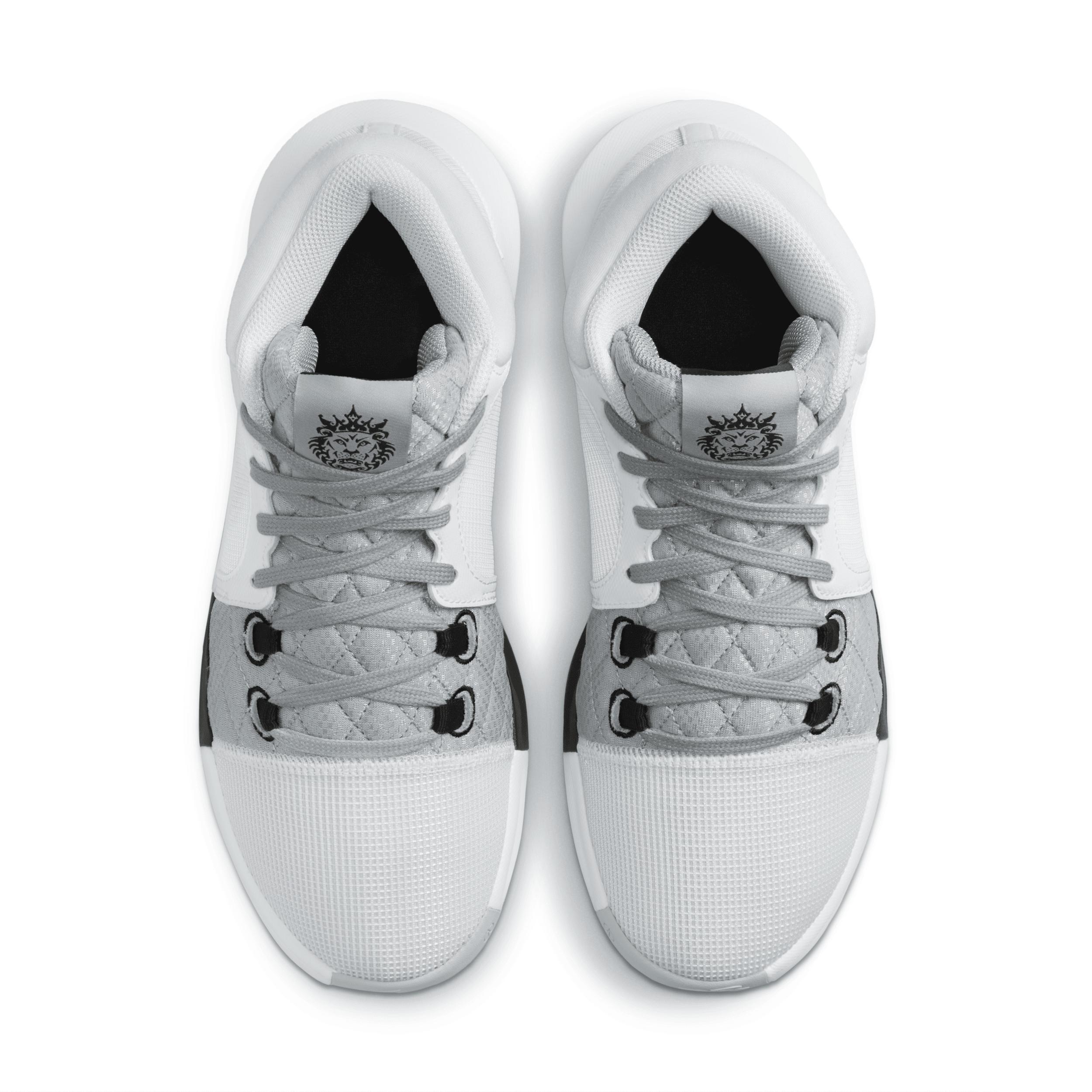 Nike Mens LeBron James Nike LeBron Witness VIII - Mens Basketball Shoes White/Black/Grey Product Image