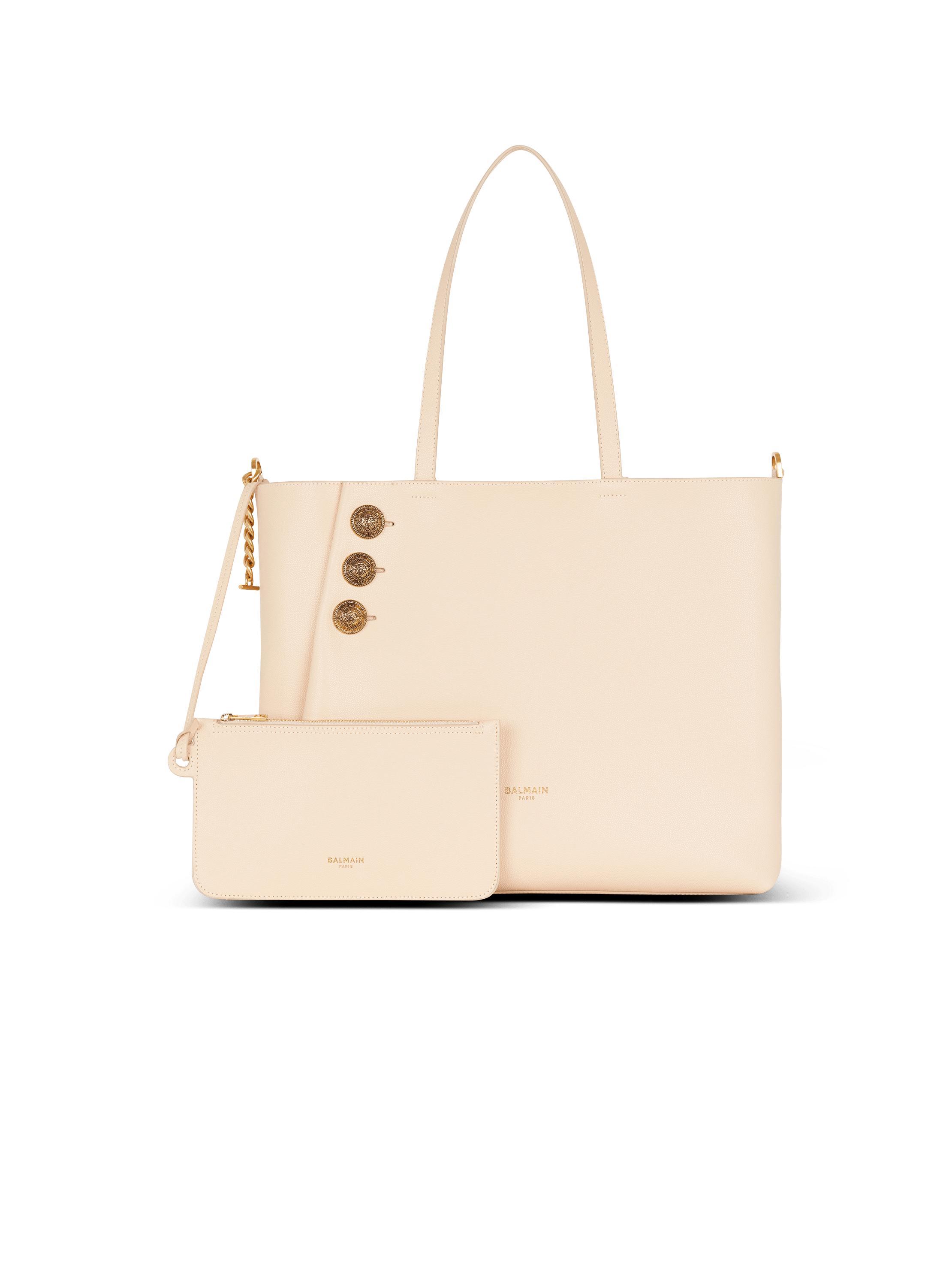 Emblème grained leather tote bag Product Image