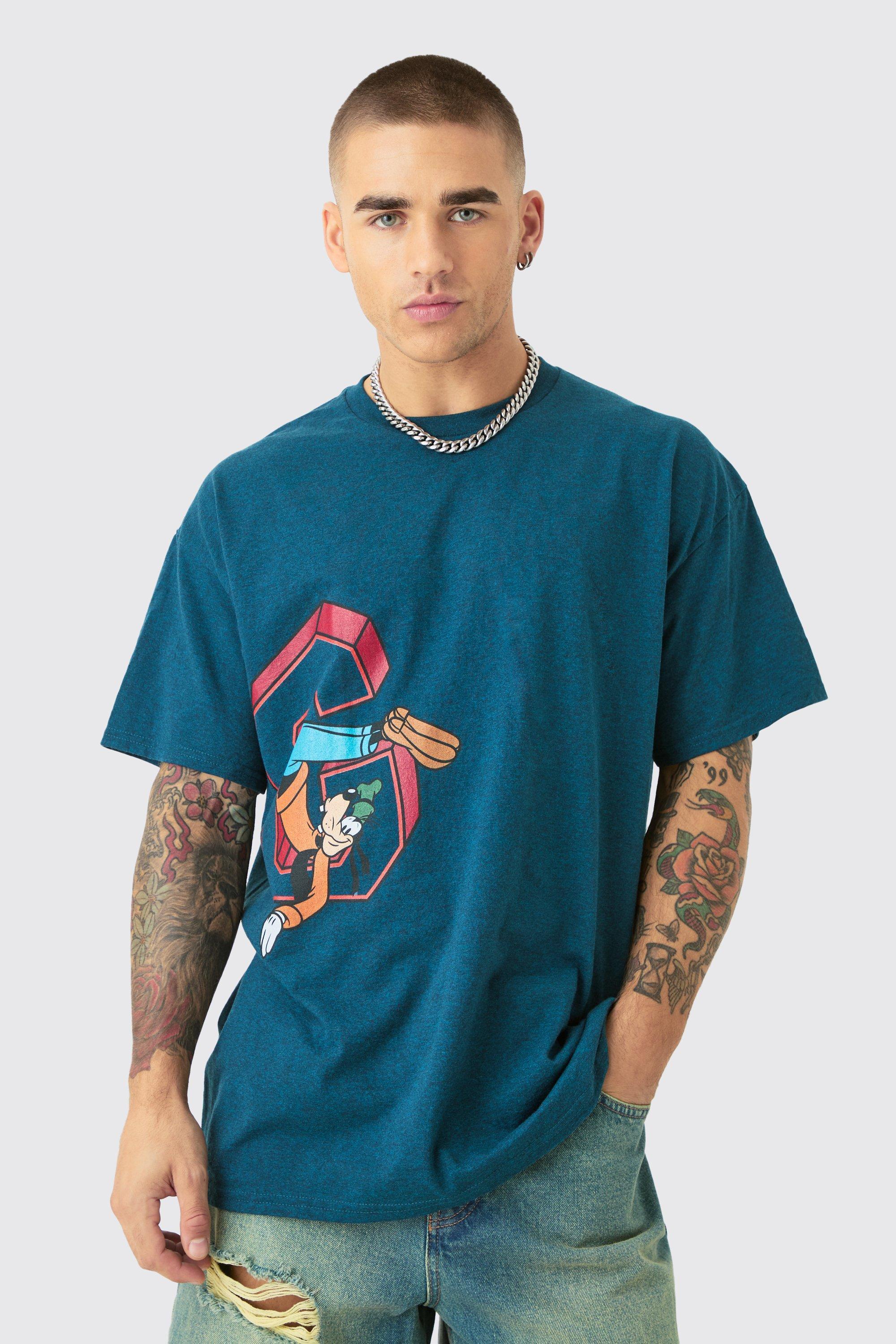 Mens Navy Oversized Disney Goofy License T-shirt, Navy Product Image