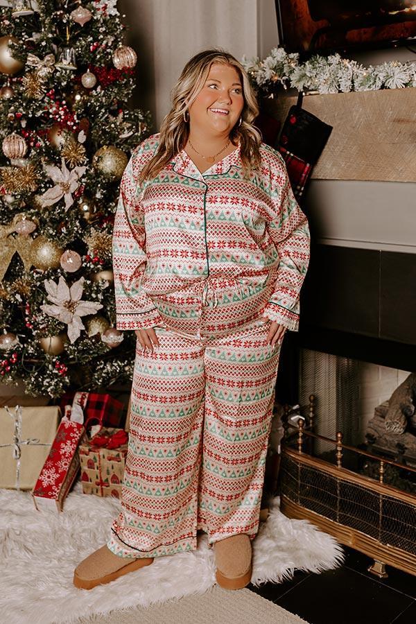 Christmas Morning Satin Pajama Pants Curves Product Image