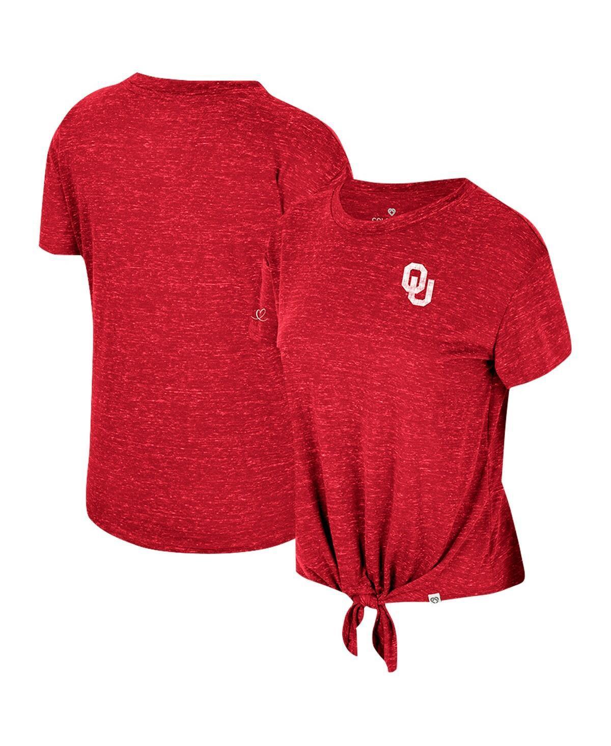 Womens Colosseum Crimson Distressed Oklahoma Sooners Finalists Tie-Front T-shirt Product Image