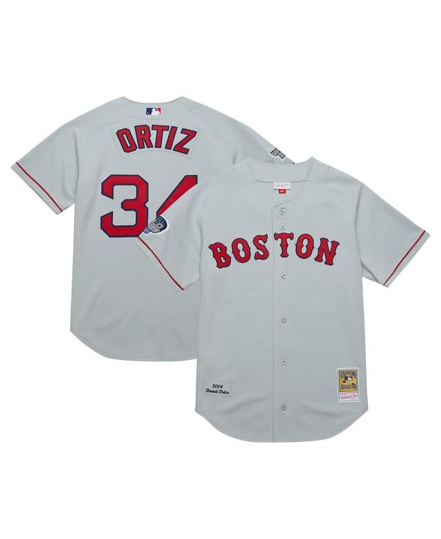 Mens Mitchell & Ness David Ortiz Gray Boston Red Sox 2004 Cooperstown Collection Authentic Throwback Jersey Product Image