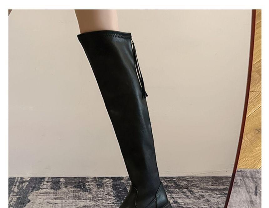 Faux Leather Platform Over-The-Knee Boots product image