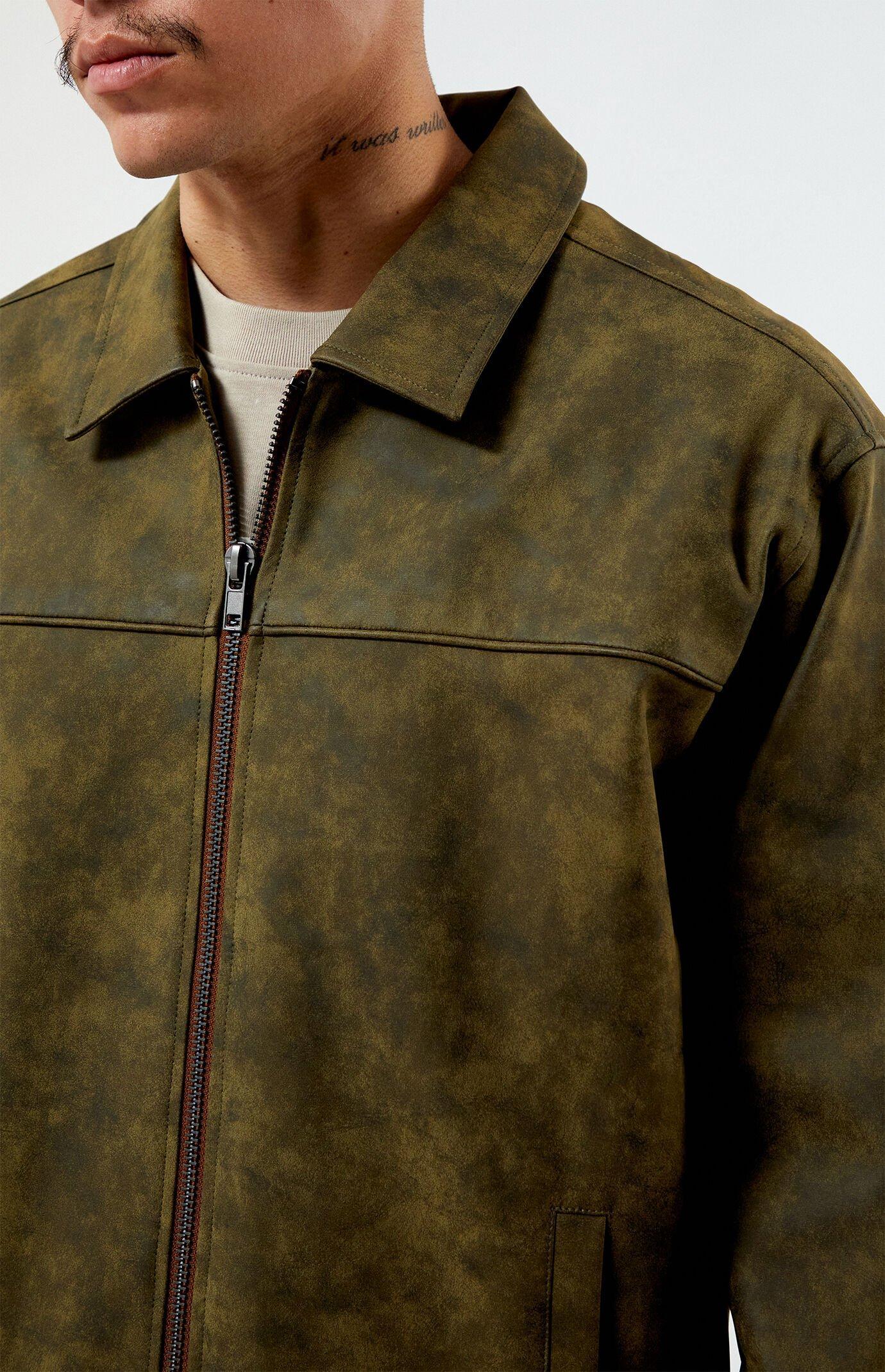 Men's Faux Leather Textured Jacket Product Image