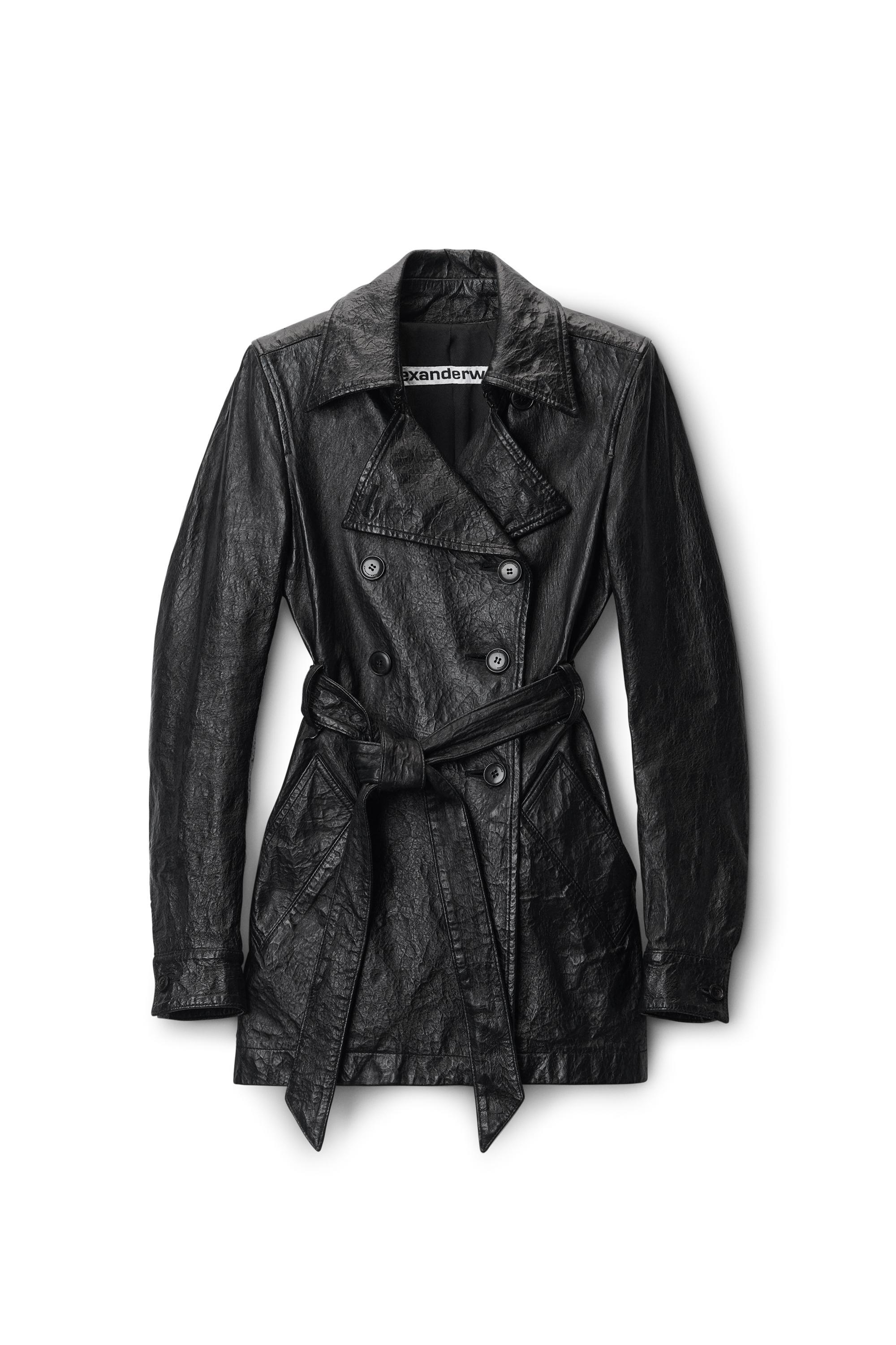 Cropped Trench Coat In Memory Lambskin Leather product image