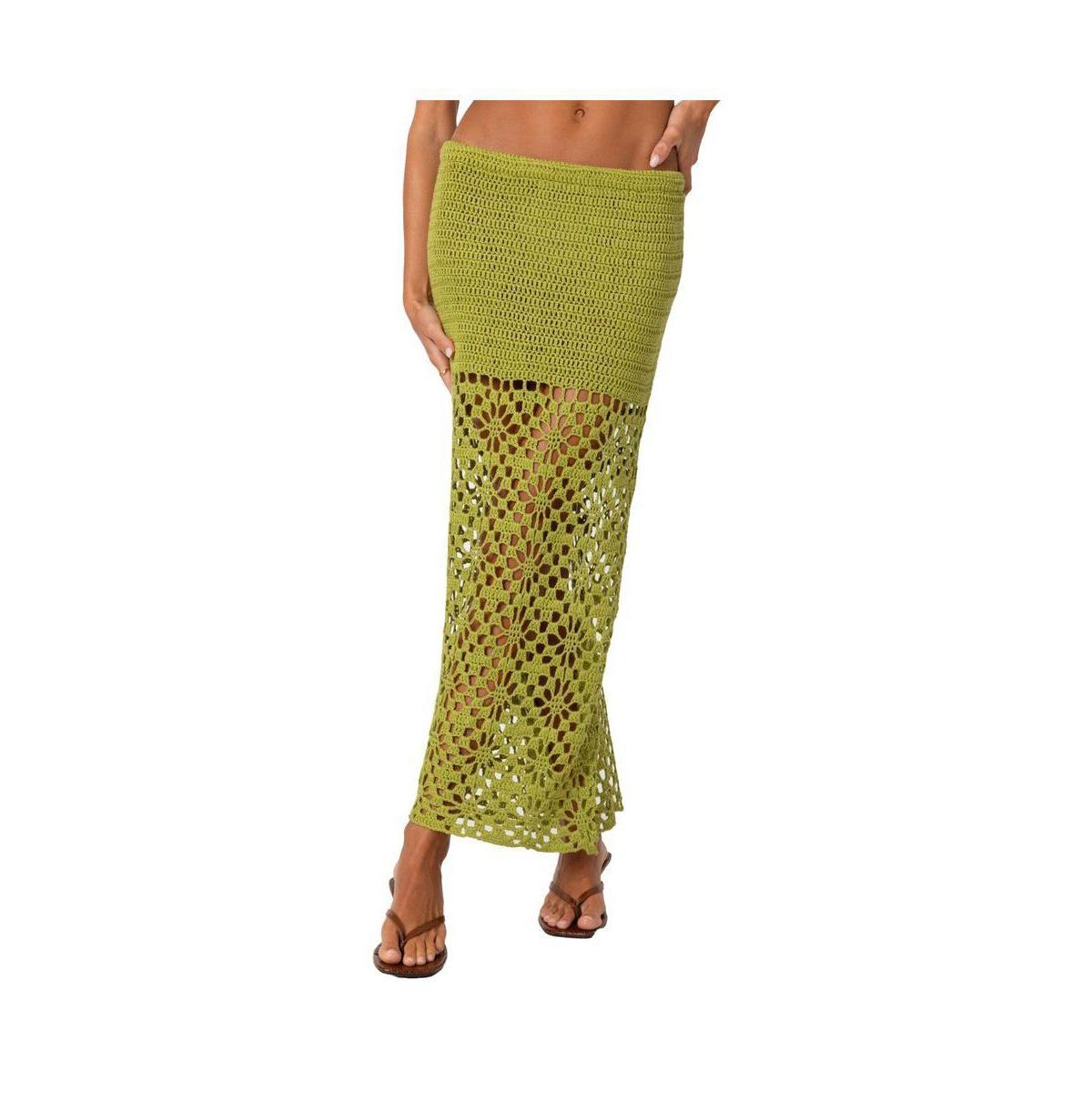 Edikted Womens Ida back slit crochet maxi skirt Product Image