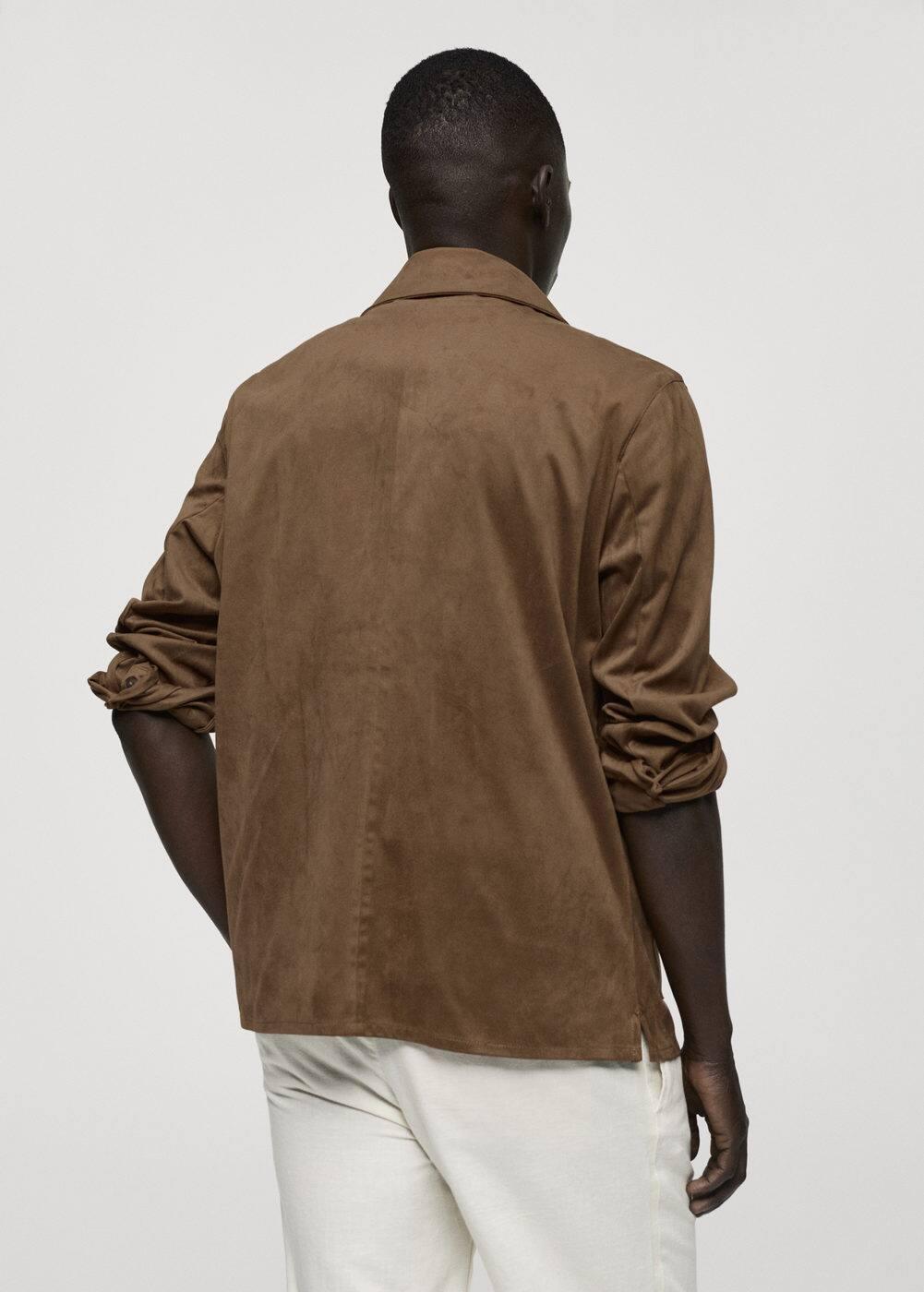 MANGO MAN - Suede effect overshirt with pockets medium brownMen Product Image