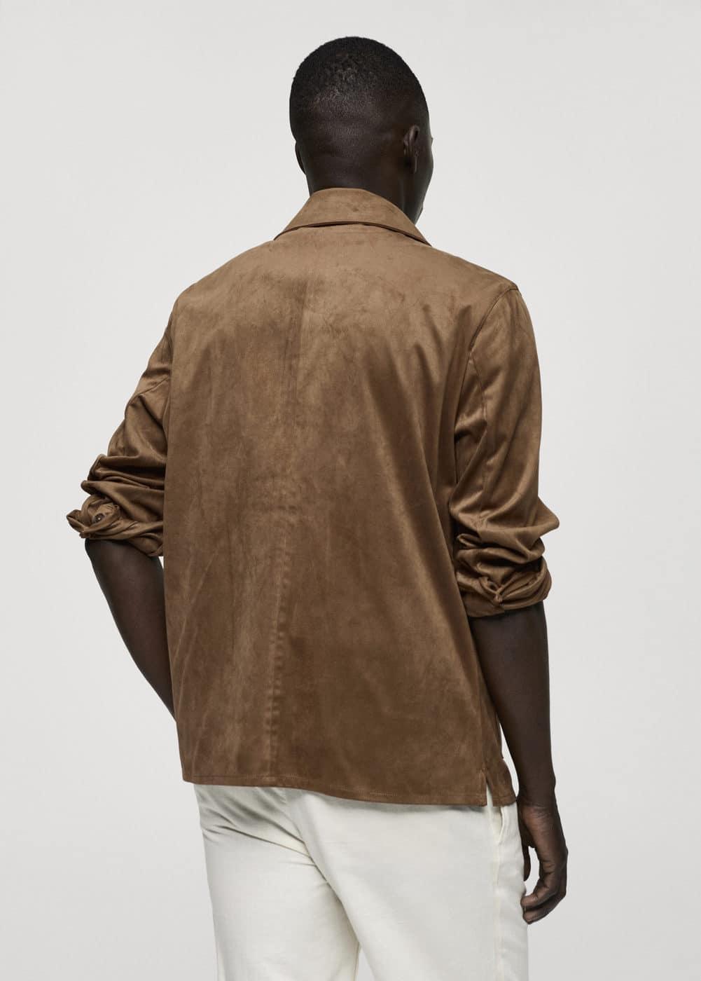 Mango Mens Pockets Detail Suede Effect Overshirt Product Image