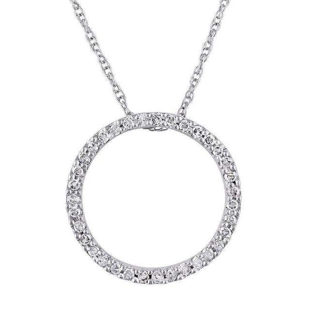 Stella Grace 10k White Gold 1/8 Carat T.W. Diamond Circle Pendant Necklace, Womens Product Image