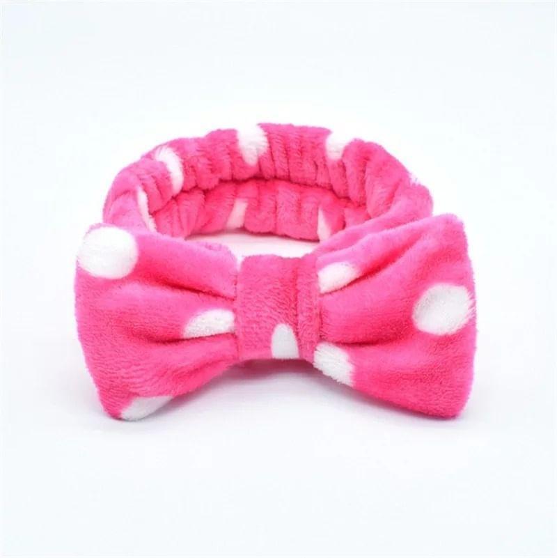 Polka Dot Coral Fleece Face Wash Headband (Various Designs) Product Image