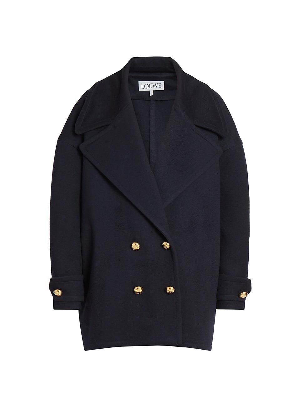 Womens Pebble Wool-Cashmere Blend Peacoat Product Image