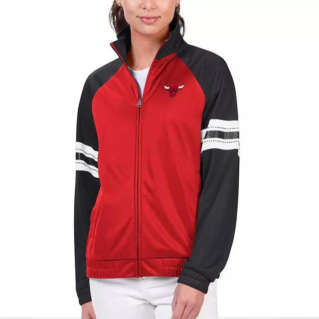 Womens G-III 4Her by Carl Banks Chicago Bulls Main Player Raglan Rhinestone Full-Zip Track Jacket Product Image