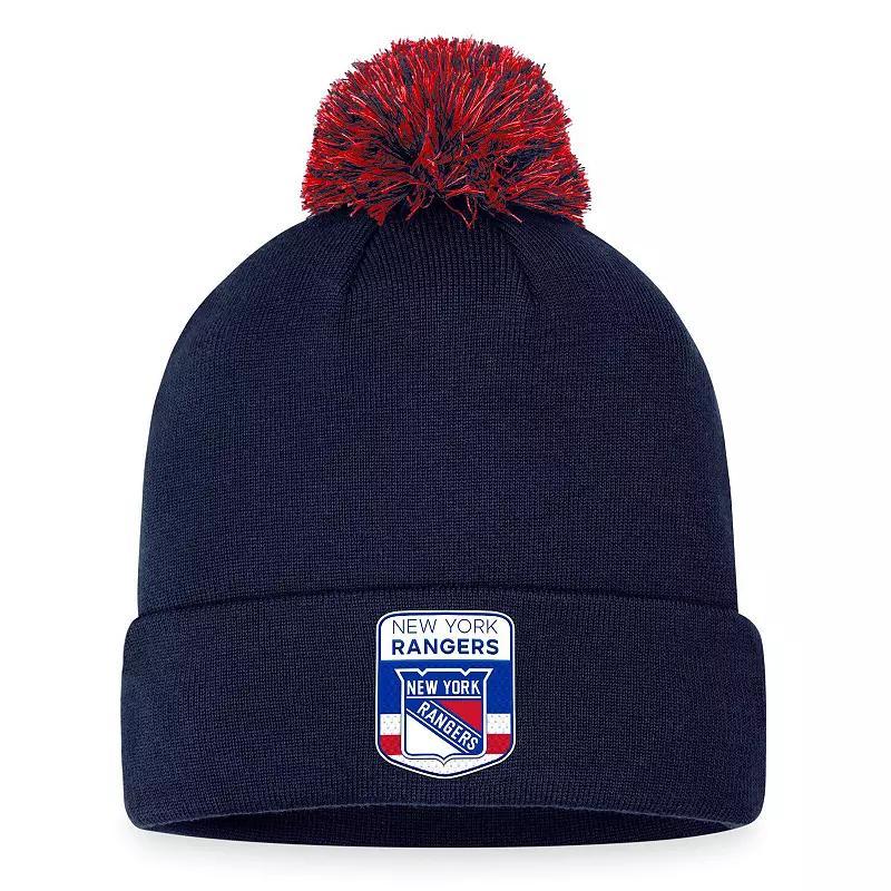 Mens Fanatics Branded Navy New York Rangers 2023 NHL Draft Cuffed Knit Hat with Pom, Ran Blue Product Image