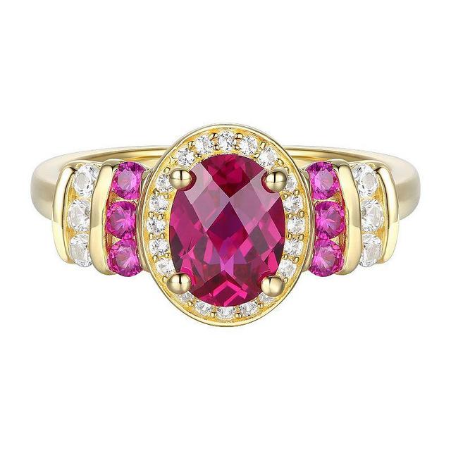 14k Gold Over Silver Lab-Created Ruby & Lab-Created White Sapphire Ring, Womens Yellow Product Image