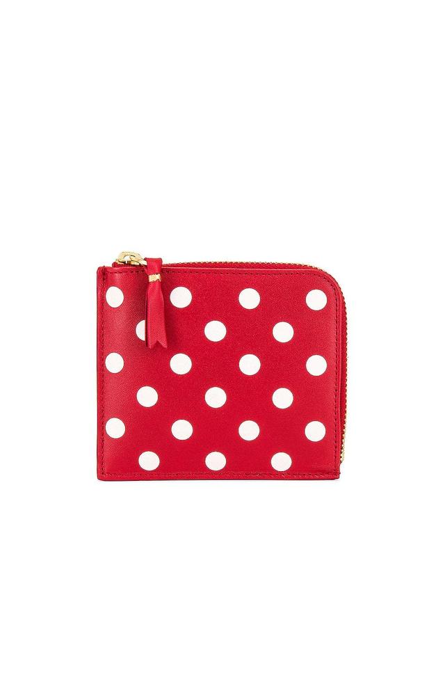 COMME des GARCONS Dots Printed Leather Zip Wallet Red.. Product Image