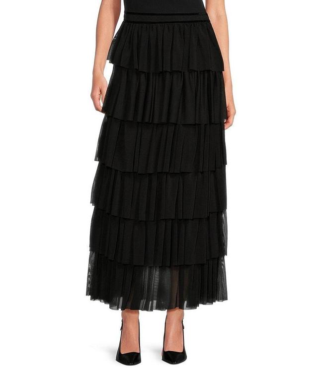 A Loves A Tulle High Rise Tiered Ruffle A-Line Maxi Skirt Product Image