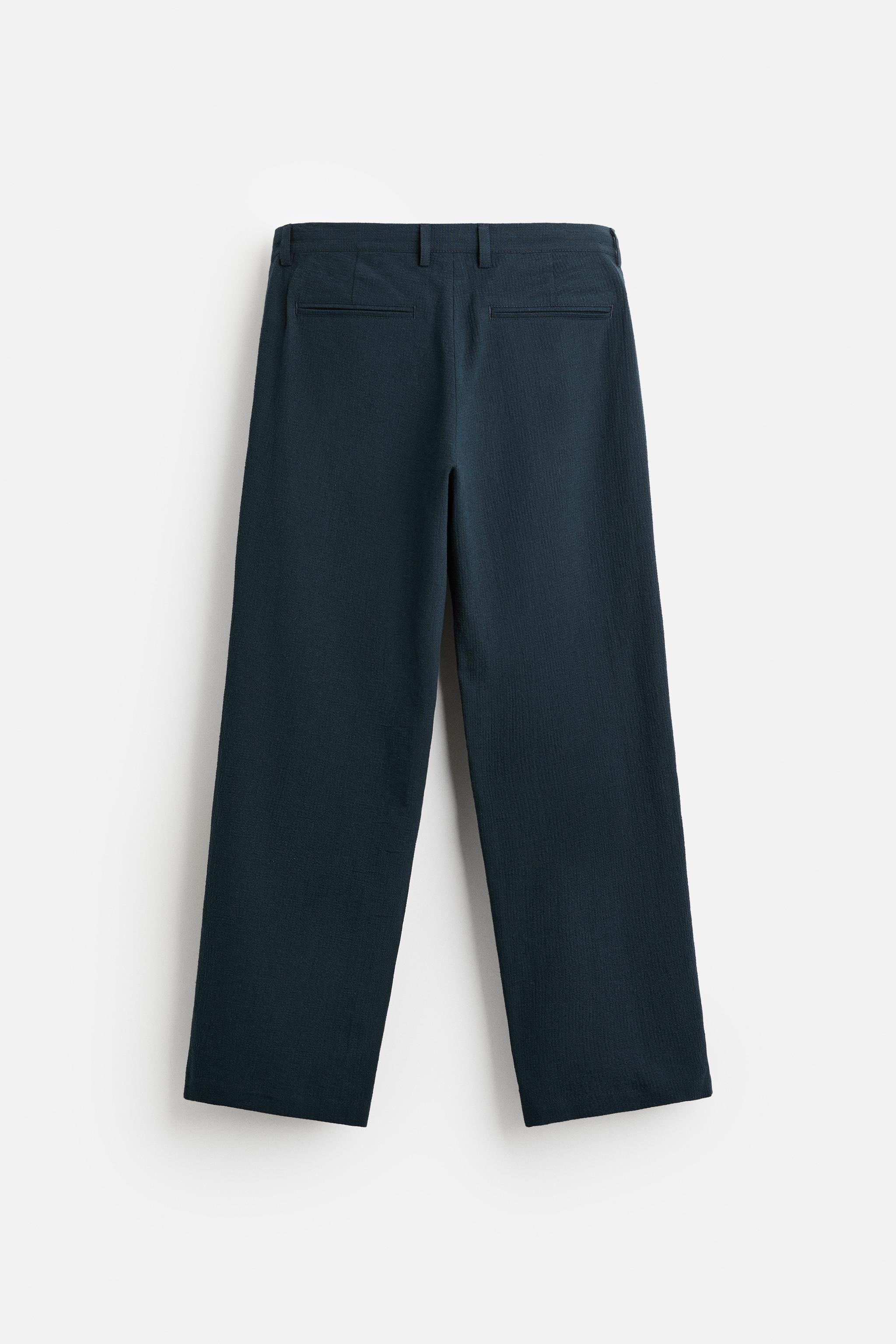 COTTON LINEN BLEND SEERSUCKER PANTS Product Image