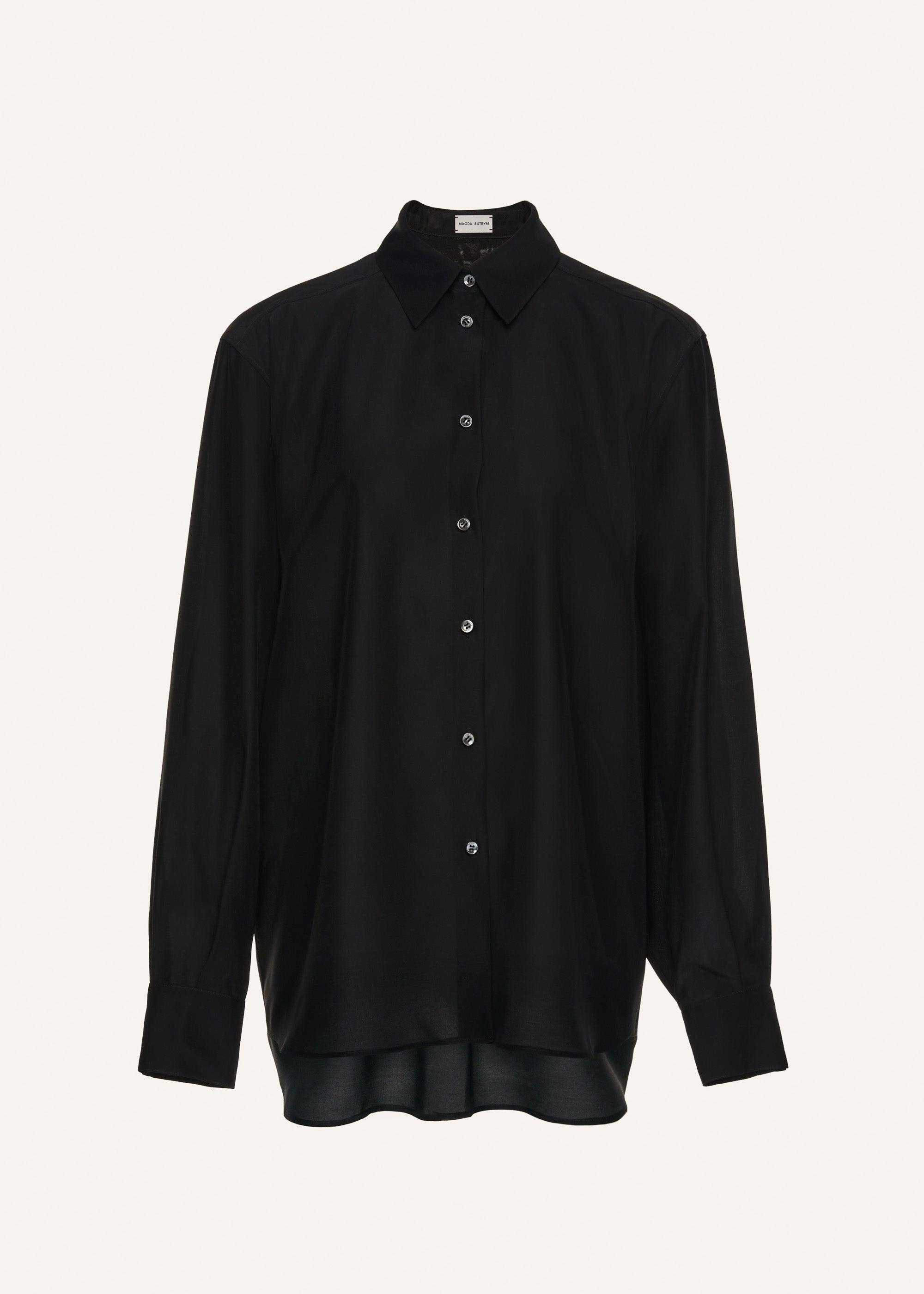 Oversized silk shirt in black Product Image