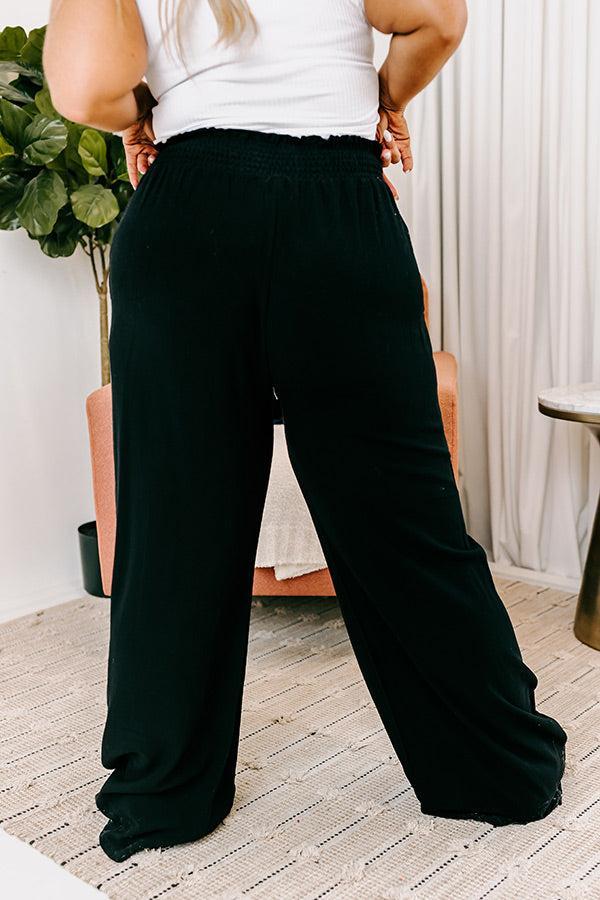 The Araceli High Waist Linen-Blend Pants in Black Curves Product Image