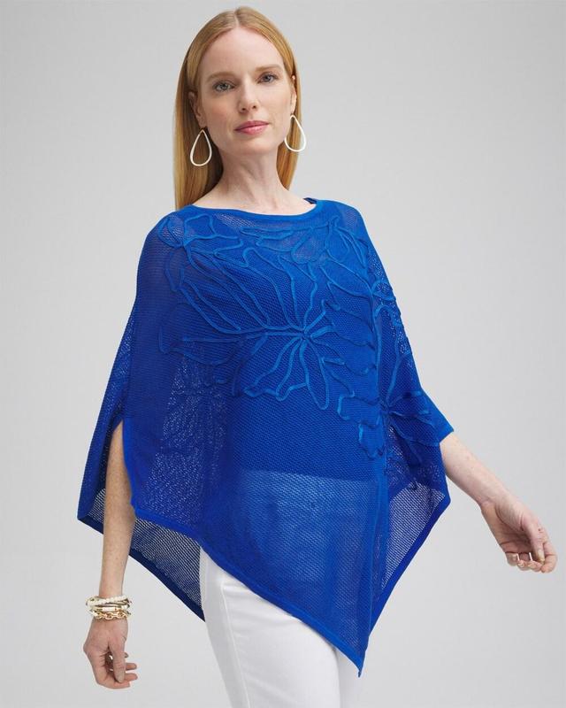 Embroidered Knit Triangle Poncho Product Image