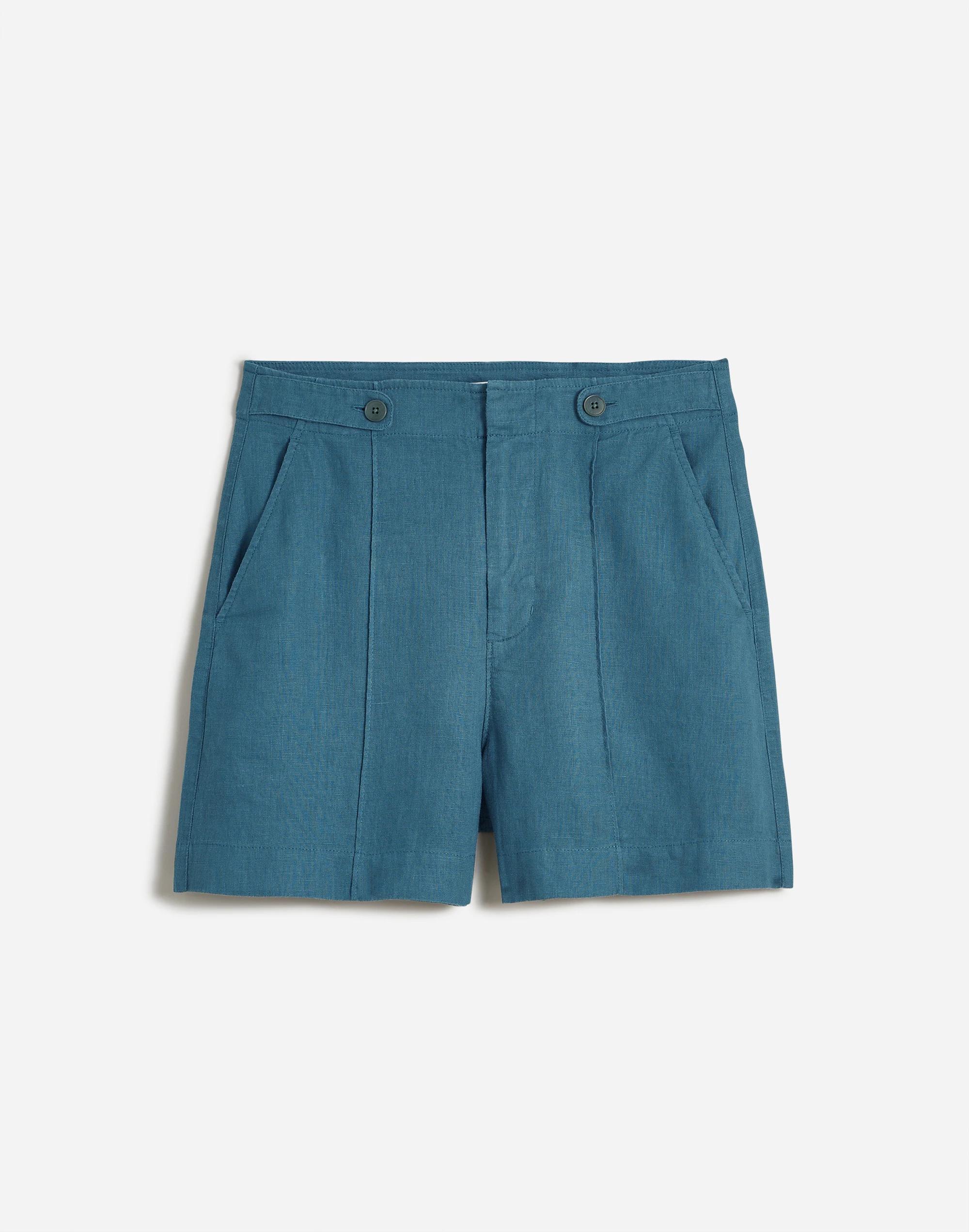 Clean Button-Tab Shorts in 100% Linen Product Image