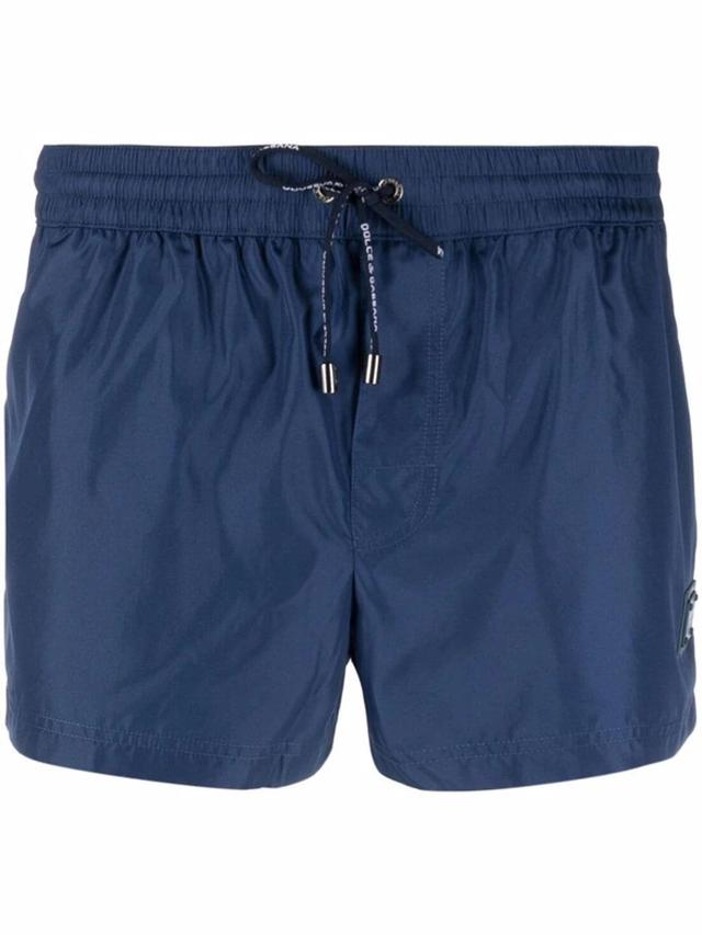 Drawstring Mini Swim Shorts In Blue Product Image