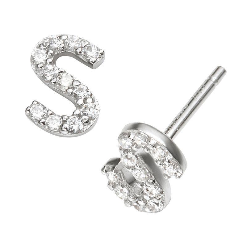 Sophie Miller Sterling Silver Cubic Zirconia Initial Stud Earrings, Womens Product Image