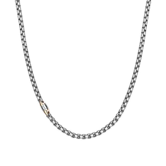 Mens LYNX Stainless Steel Two Tone Box Chain Necklace Gold Tone Product Image