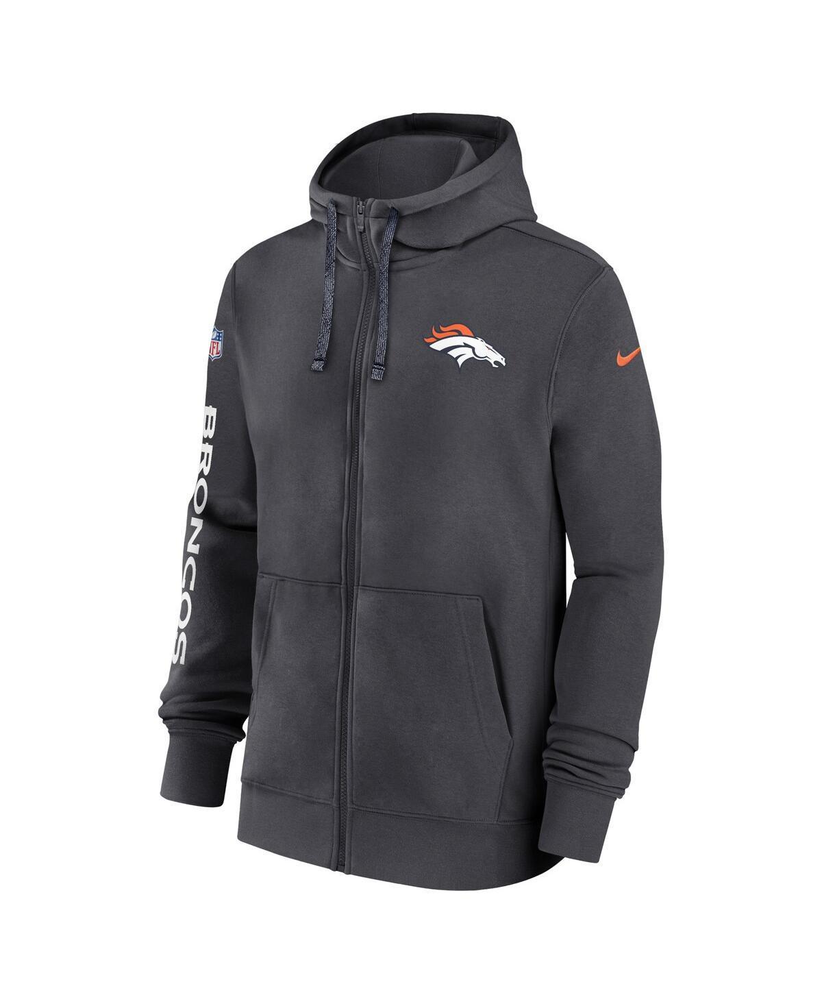 NIKE Men's Anthracite Denver Broncos 2024 Sideline Club Full-zip Hoodie In Grey Product Image