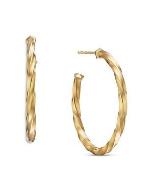 Womens Cable Edge Hoop Earrings In Recycled 18K Yellow Gold - Yellow Gold Product Image