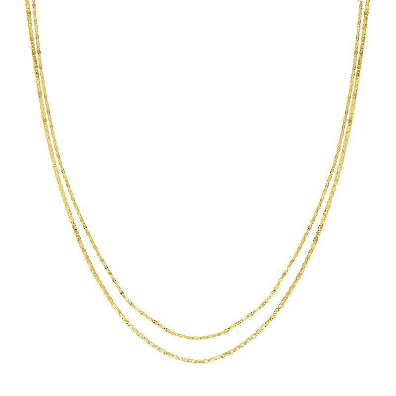 14k Gold Mixed Chain Double Strand Necklace, Womens Yellow Product Image