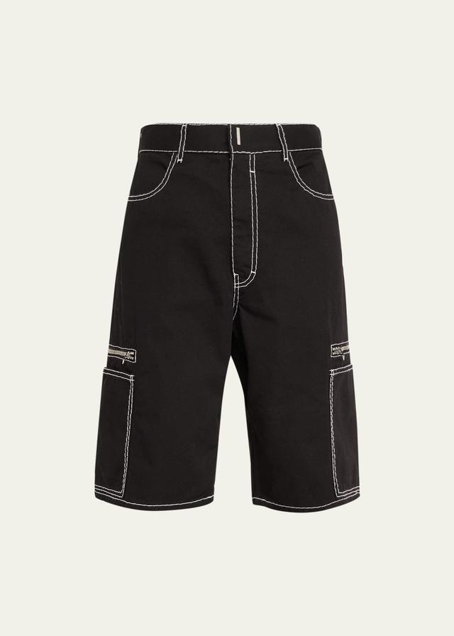 Mens Topstitched Loose-Fit Cargo Shorts Product Image