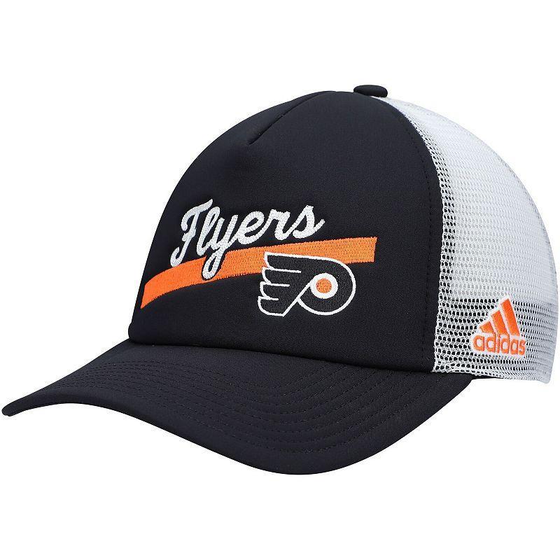 Womens adidas Black/White Philadelphia Flyers Foam Trucker Snapback Hat Product Image