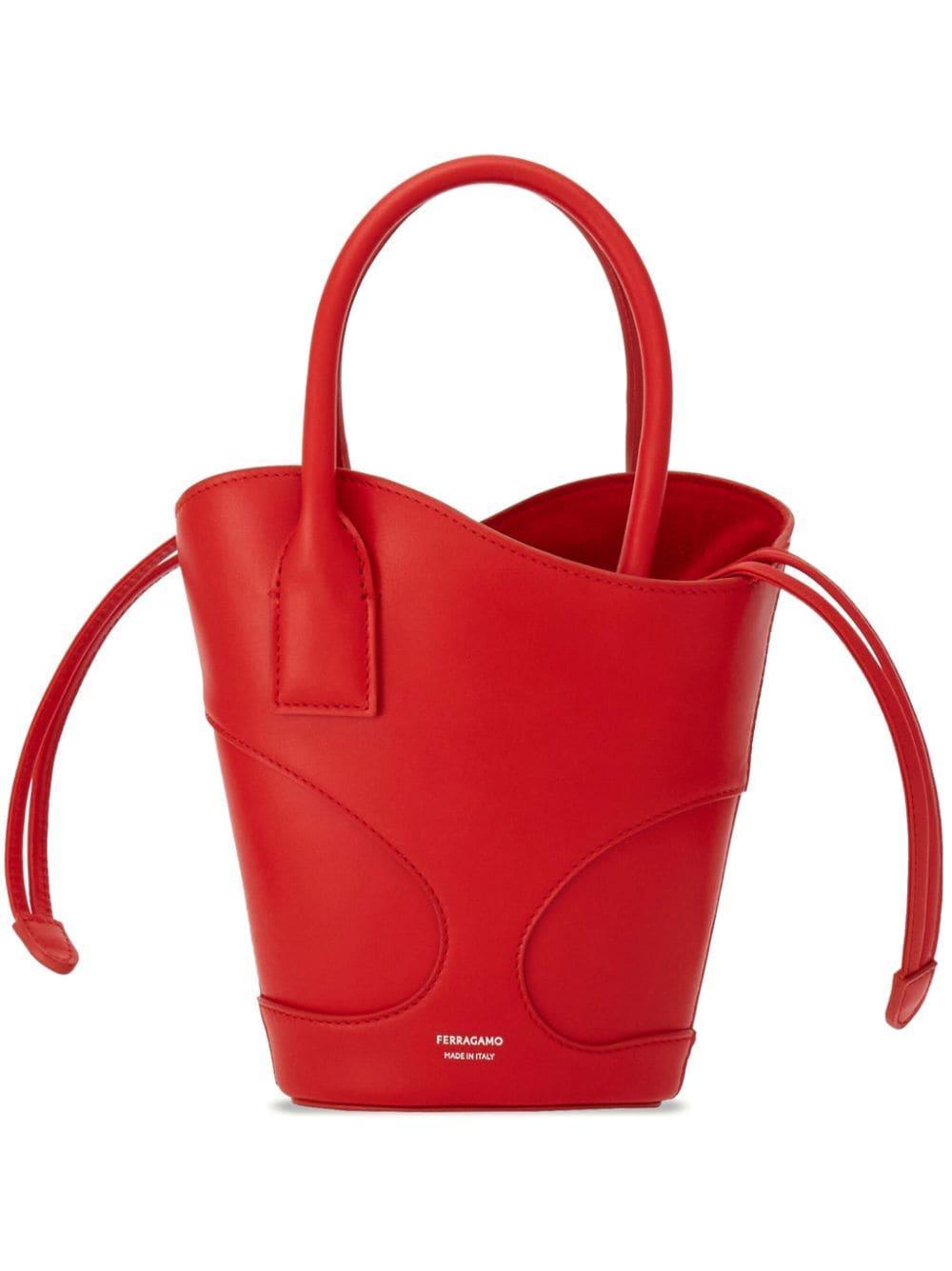 Cut-out Leather Mini Bag In Red Product Image