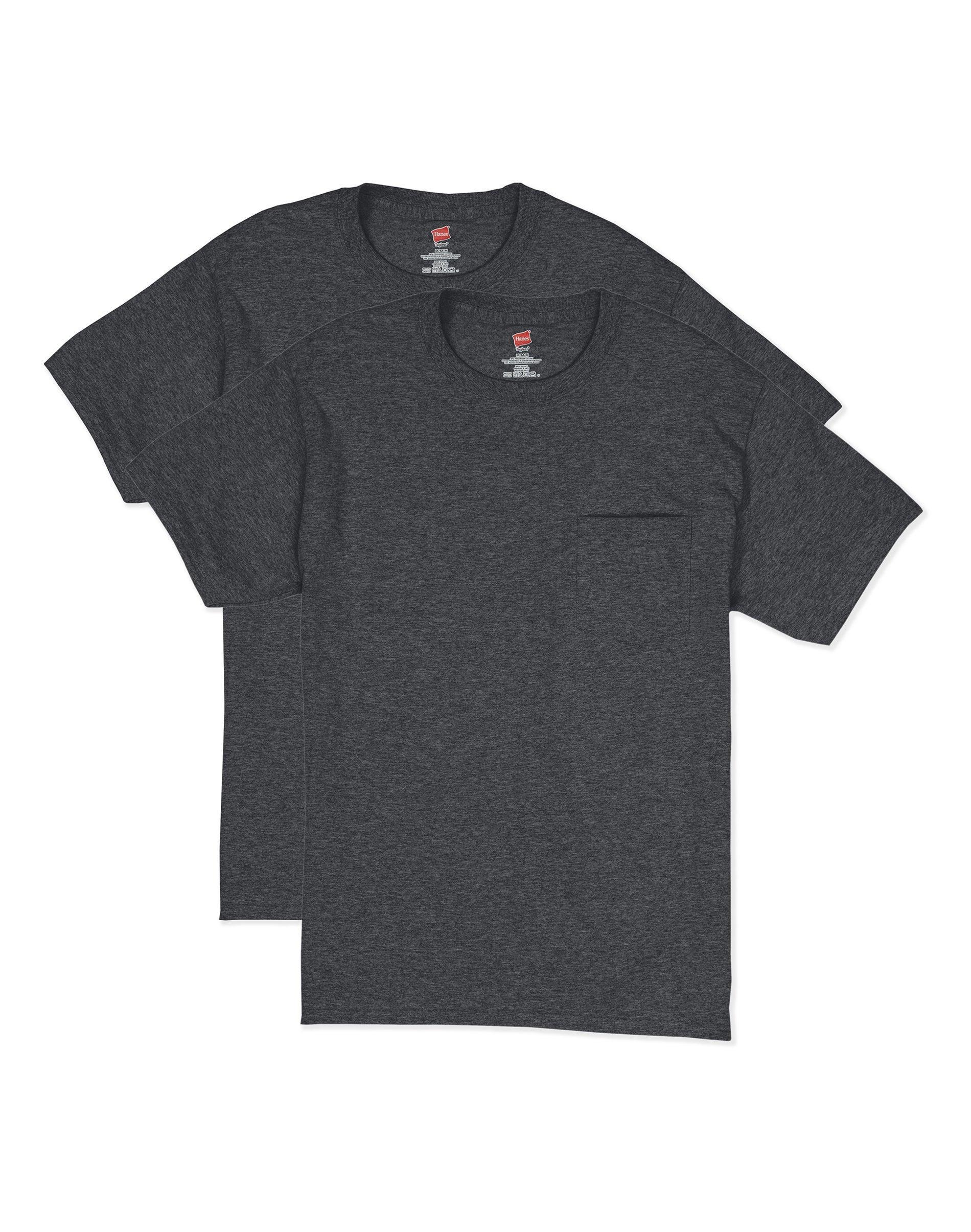 Hanes Mens Short Sleeve Pocket T-Shirt, 2-Pack Smoke Gray S Product Image